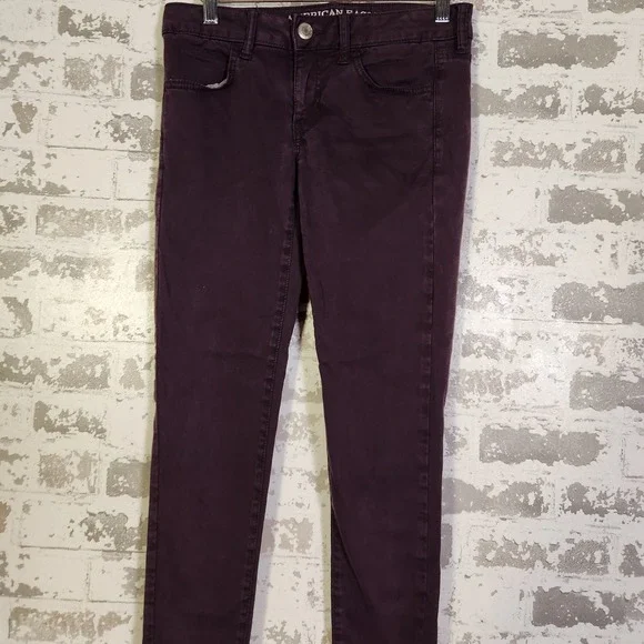 American Eagle Outfitters Jegging Women Plum Purple Super Stretch Size 4 Regular - Picture 2 of 16
